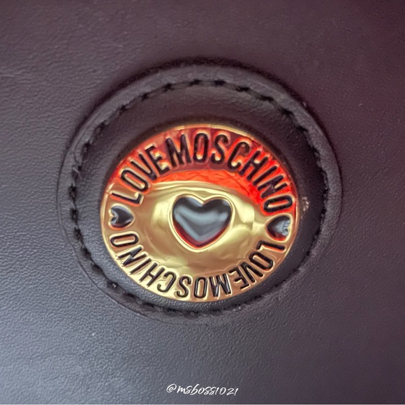 Love Moschino Studded Quilted Leather Shoulder Bag + Wallet in Black/Gold NWT - Picture 11 of 14